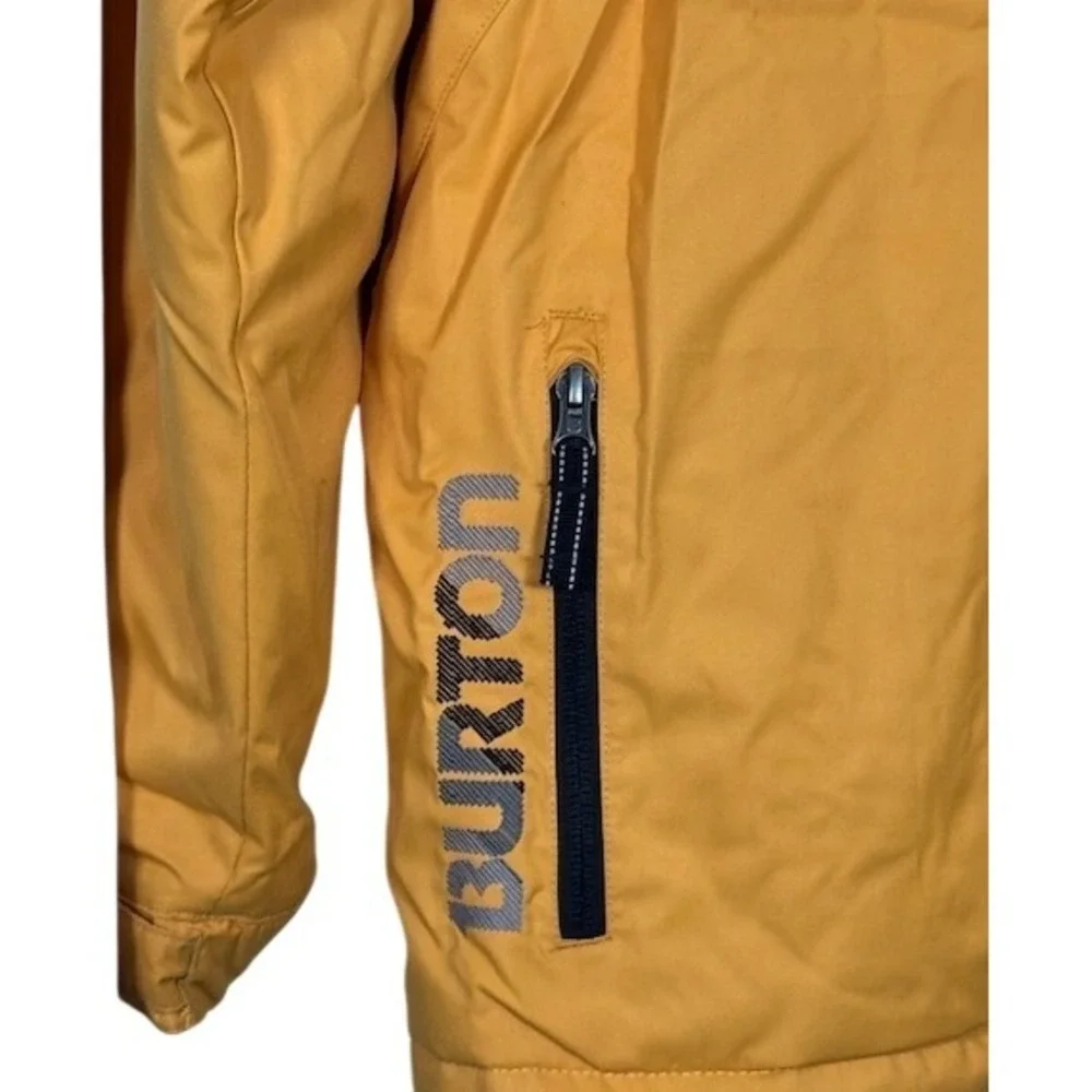 Burton Snowboard Jacket Boys Youth Yellow Hooded Full Zip Winter Gear - L